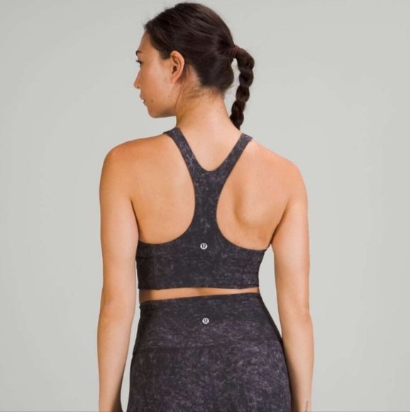 Lululemon Wunder Train Longline Bra Denim Wash Print Dusky Lavender Black Size 6 - Picture 2 of 7